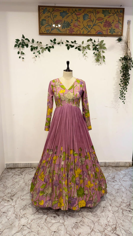 Pen Kalamkari floral Long Frock