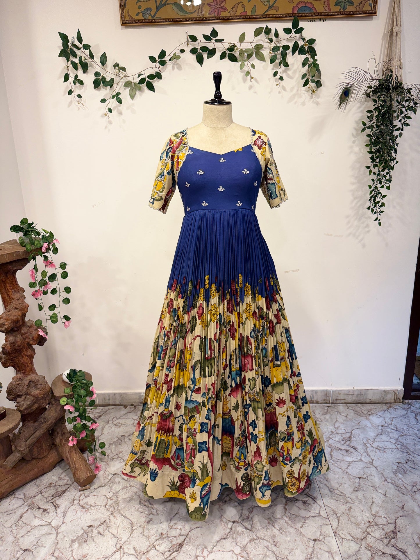 Pen Kalamkari figurative frock