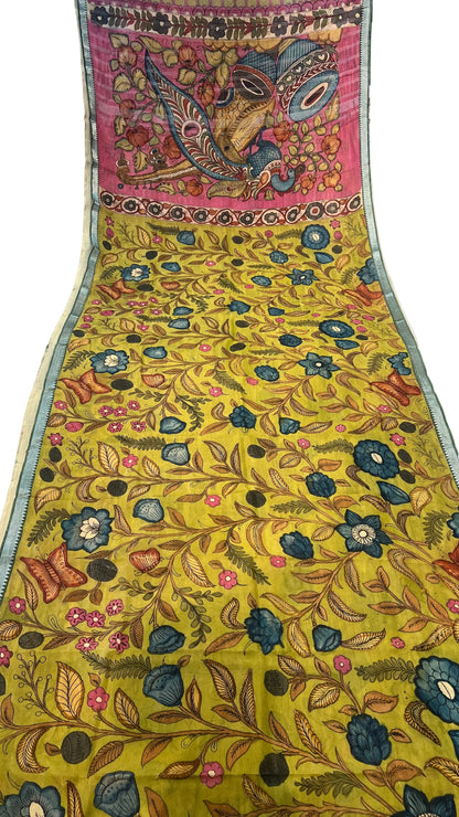 Pen Kalamkari Mangalagiri Silk Saree