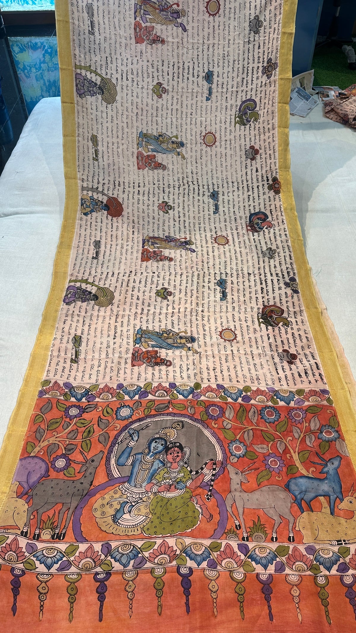 Pen kalamkari Bangalore silk saree