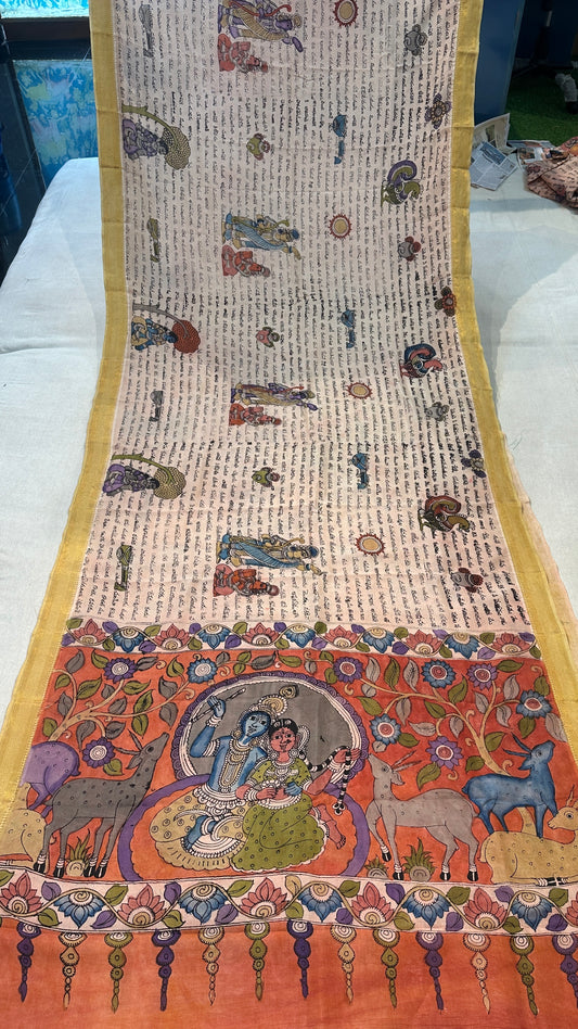 Pen kalamkari Bangalore silk saree