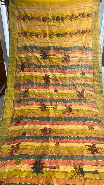 Pen Kalamkari Desi Tussar Sarees