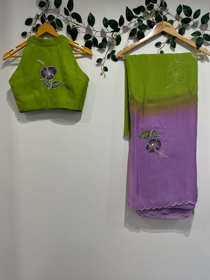 Mandara Appliqué Organza Saree