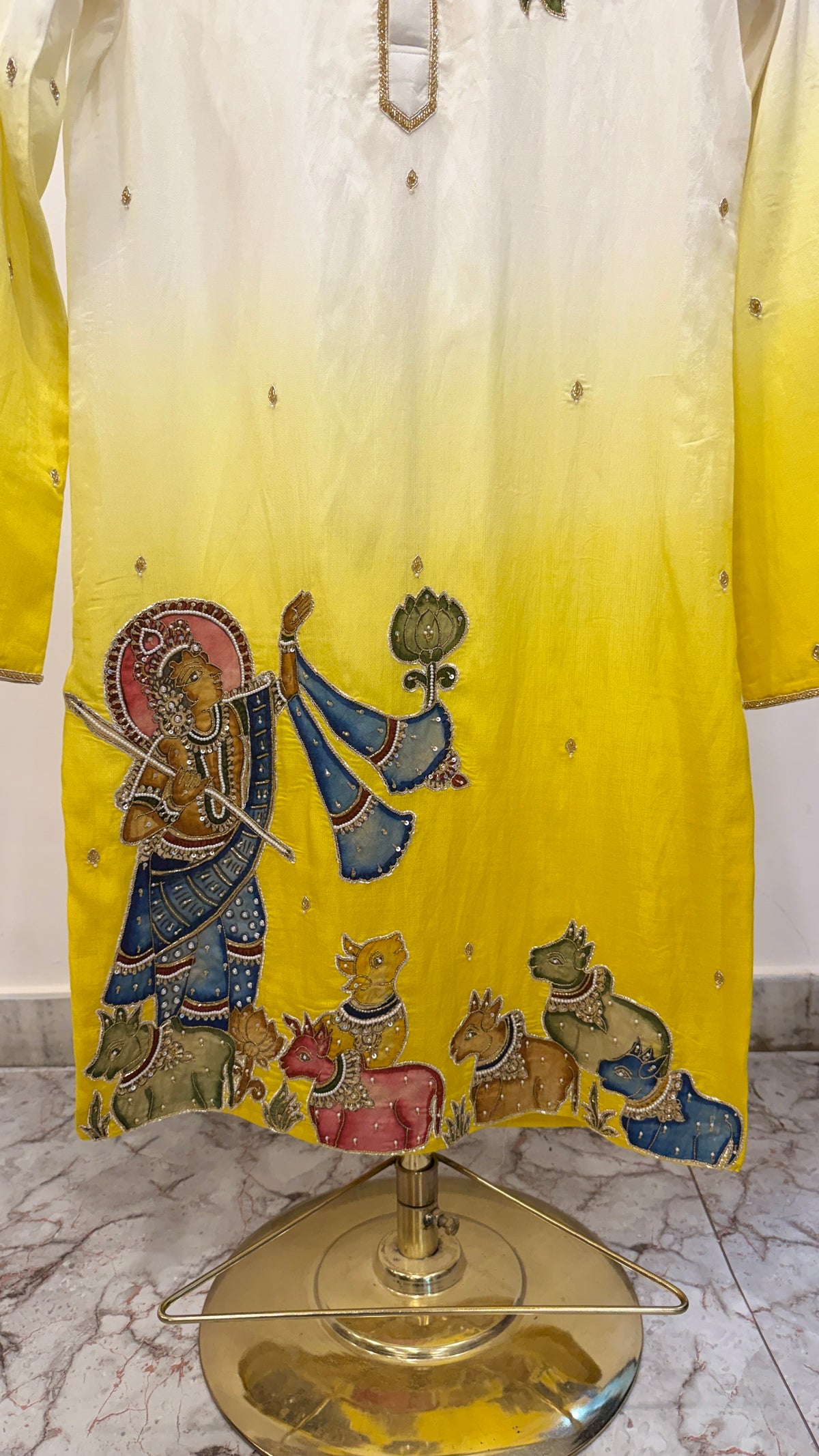 Pen Kalamkari Appliqué Work – Dual Shade Kurta Set