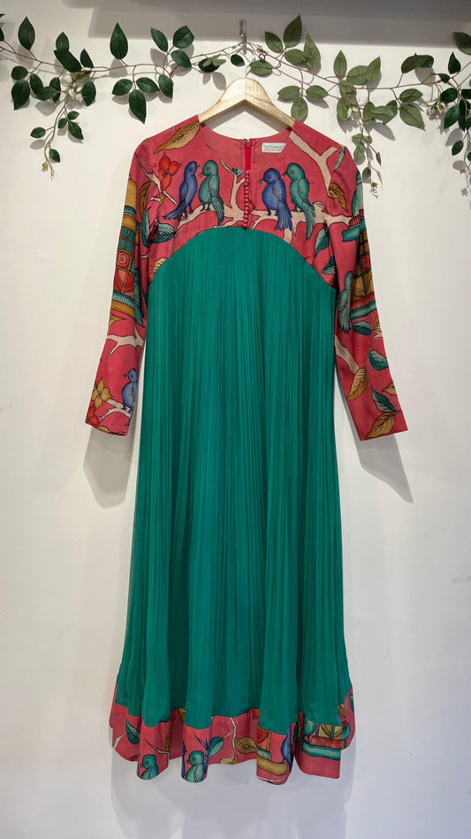 Pen Kalamkari Flared Anarkali Frock Long Frock