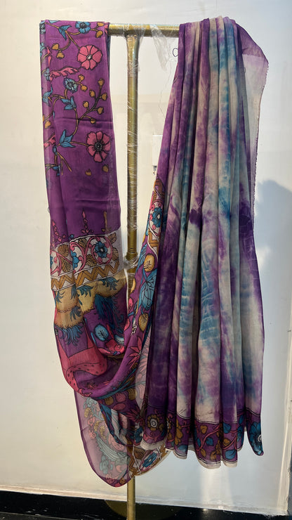Kalamkari Shibori saree