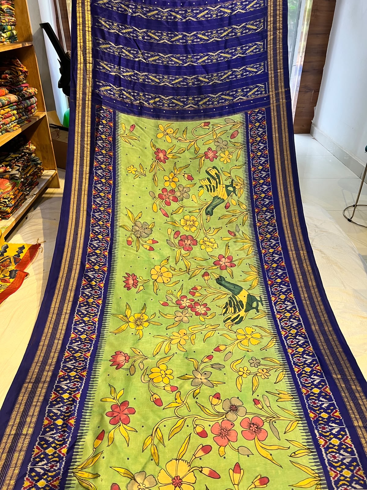 Pen Kalamkari Ikkath Patola Saree