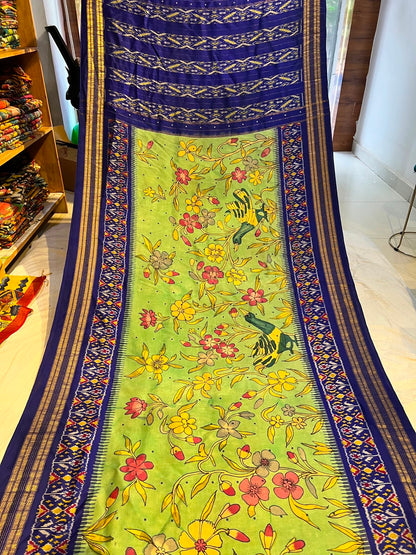 Pen Kalamkari Ikkath Patola Saree