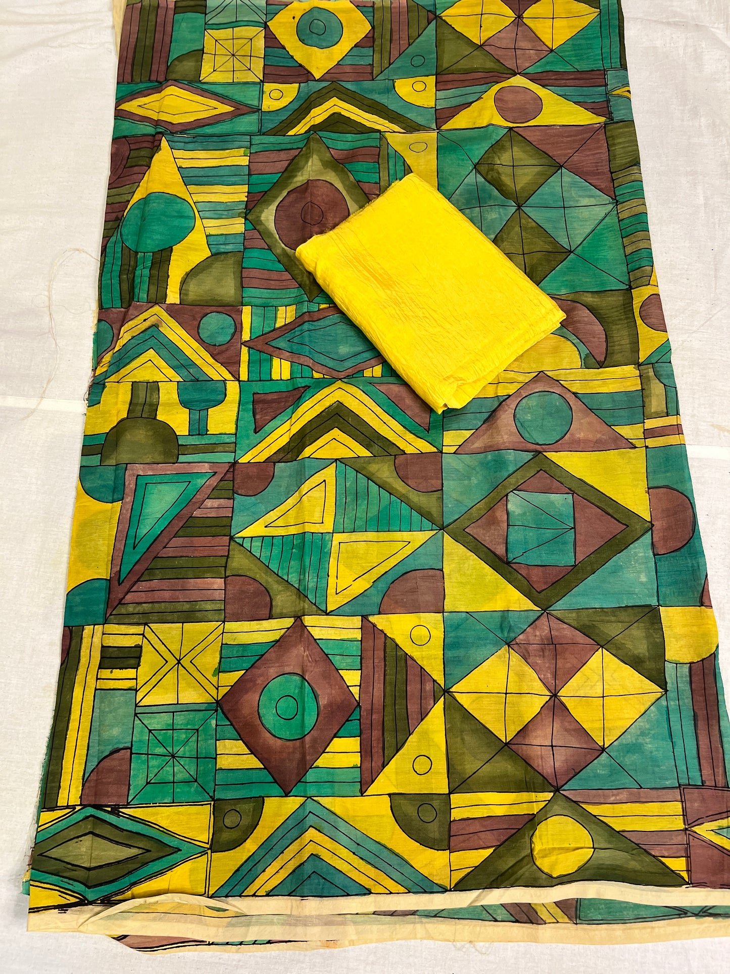 Pen kalamkari Bangalore silk 2 piece set