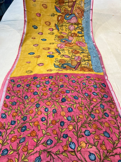Pen Kalamkari Mangalagiri Silk Saree