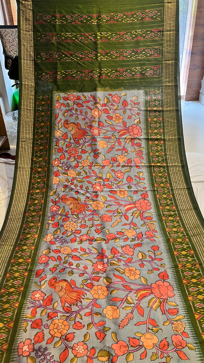 Pen Kalamkari Patola Weaving Ikkath Saree