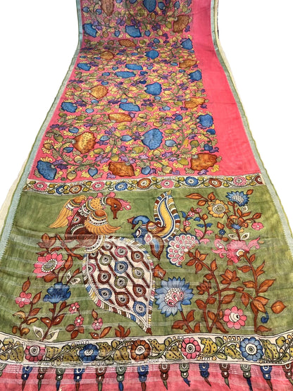 Pen Kalamkari Mangalagiri Silk Saree