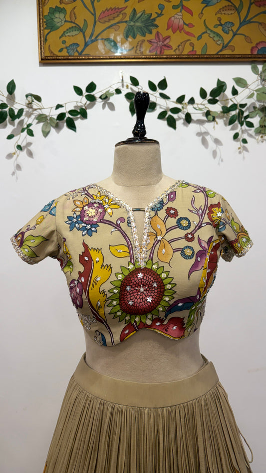 Floral Halfwhite Lehenga