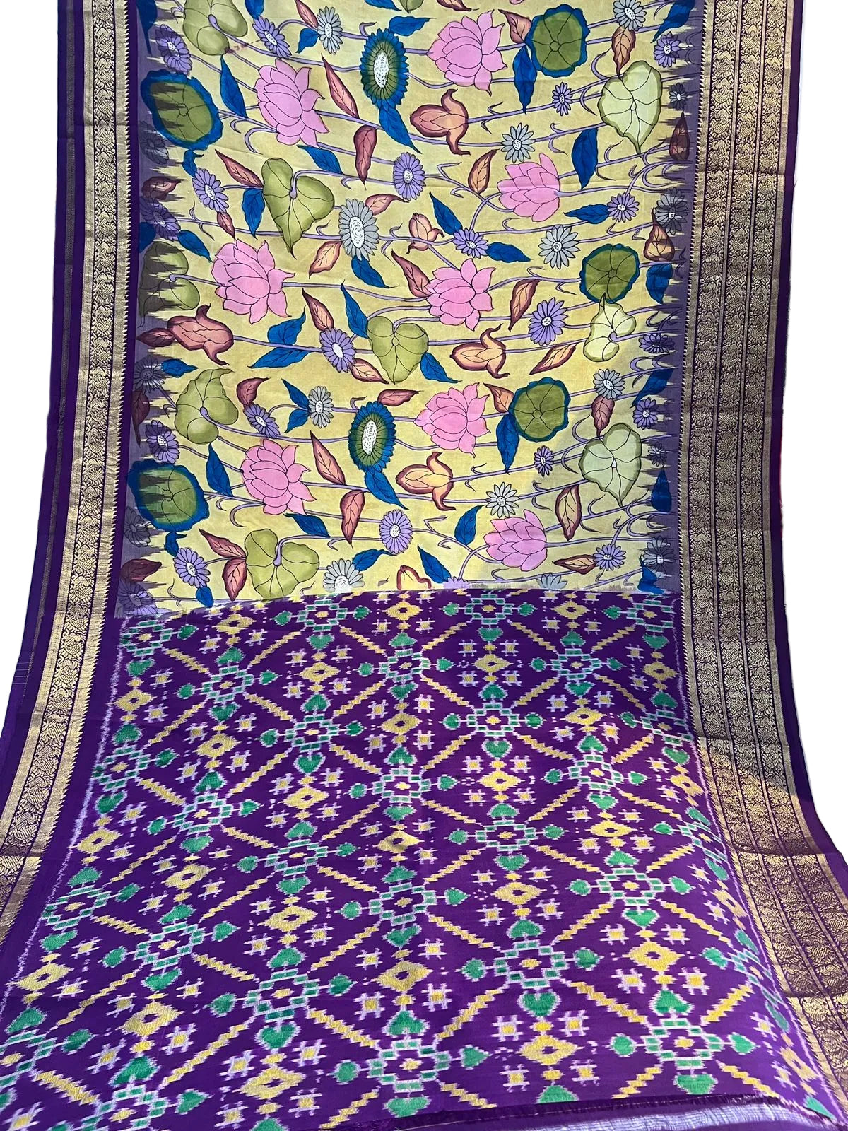 Ikkat kanchi border saree