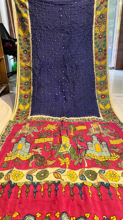 Pen Kalamkari Bandhini Saree