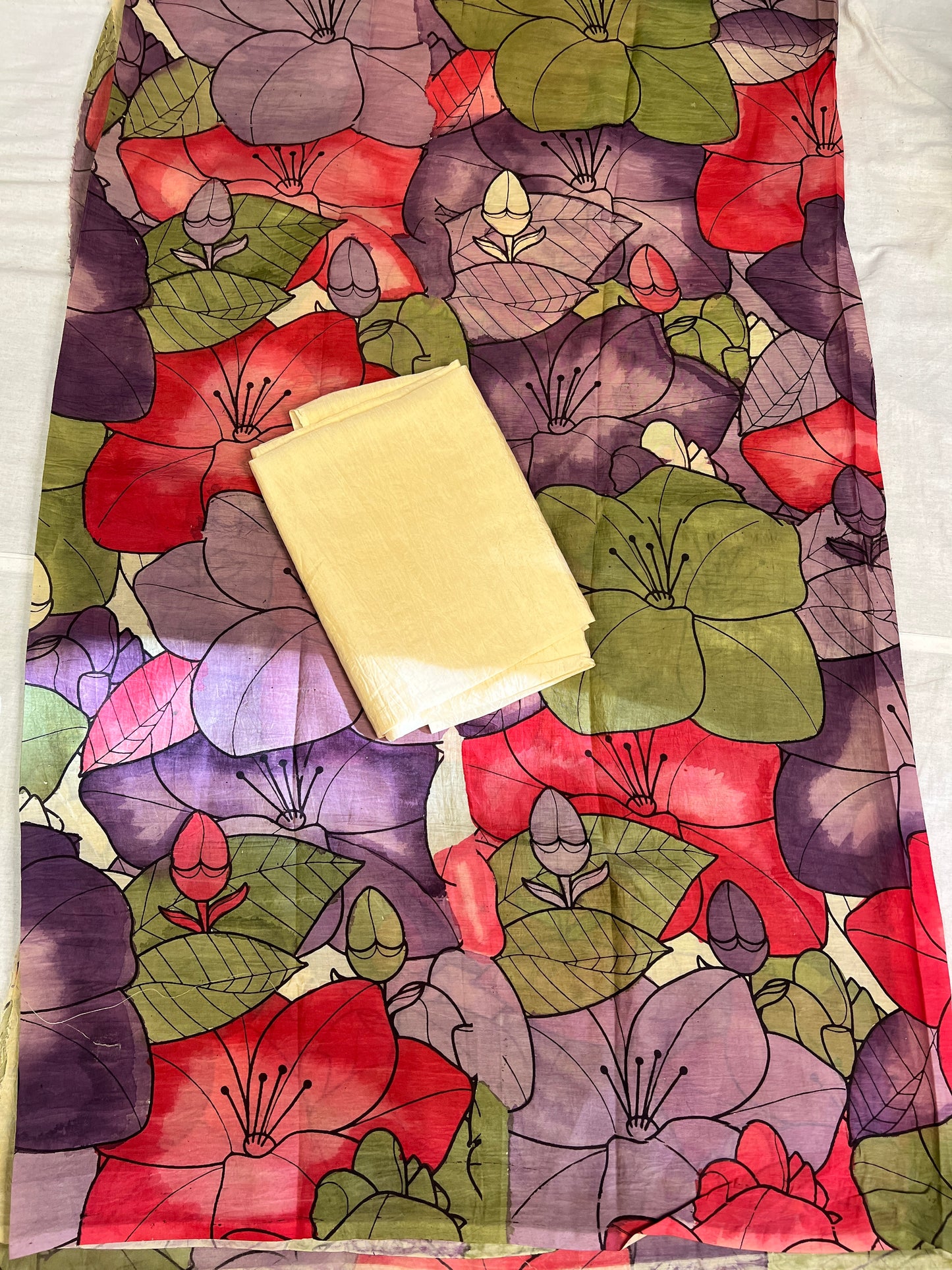Pen kalamkari Bangalore silk 2 piece set