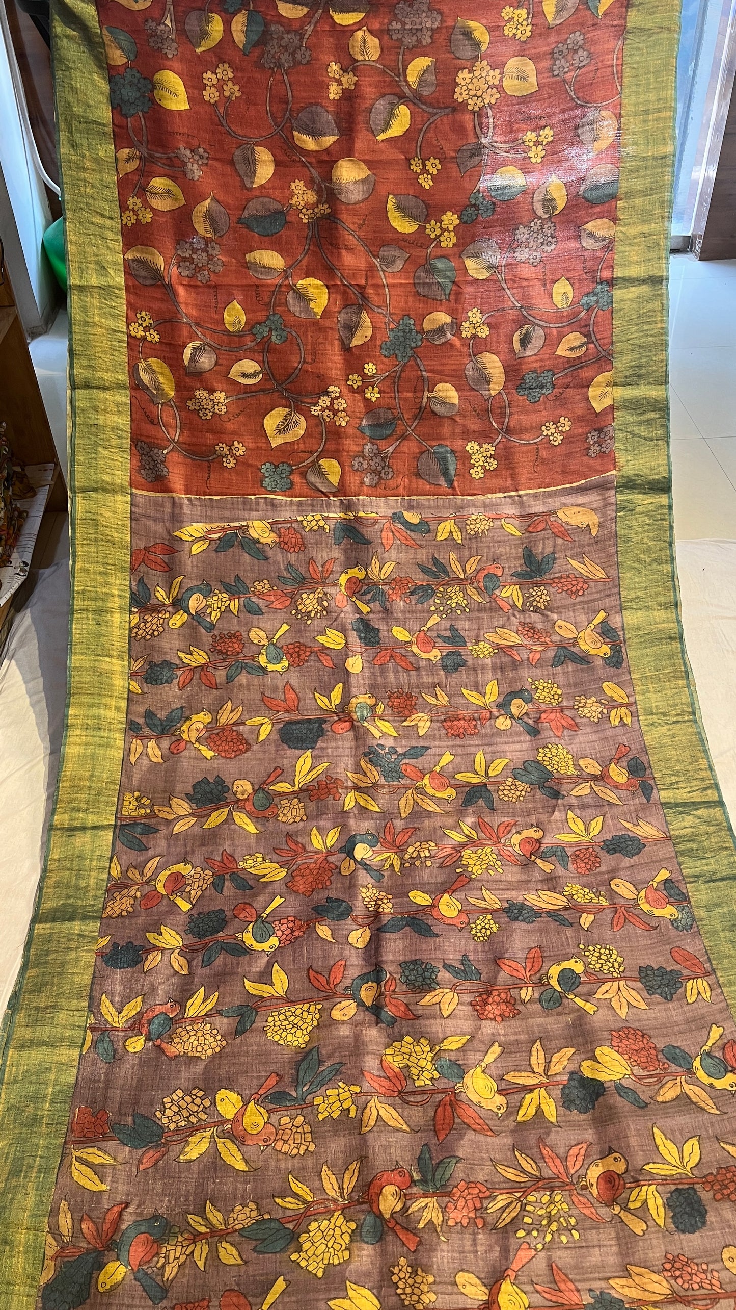 Pen Kalamkari Desi Tussar Sarees