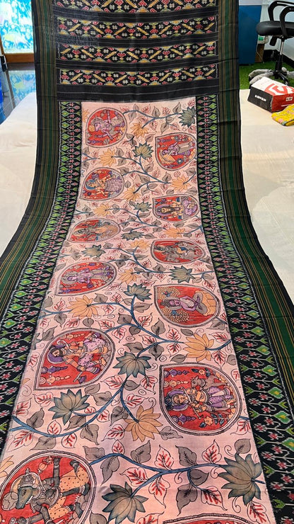 Pen Kalamkari Patola Weaving Ikkath Saree