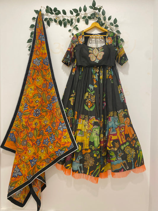 Black Animal Concept Lehenga