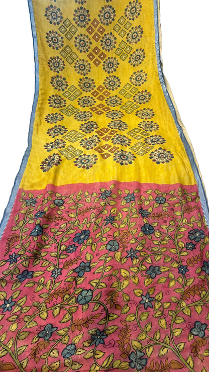 Pen Kalamkari Mangalagiri Silk Saree