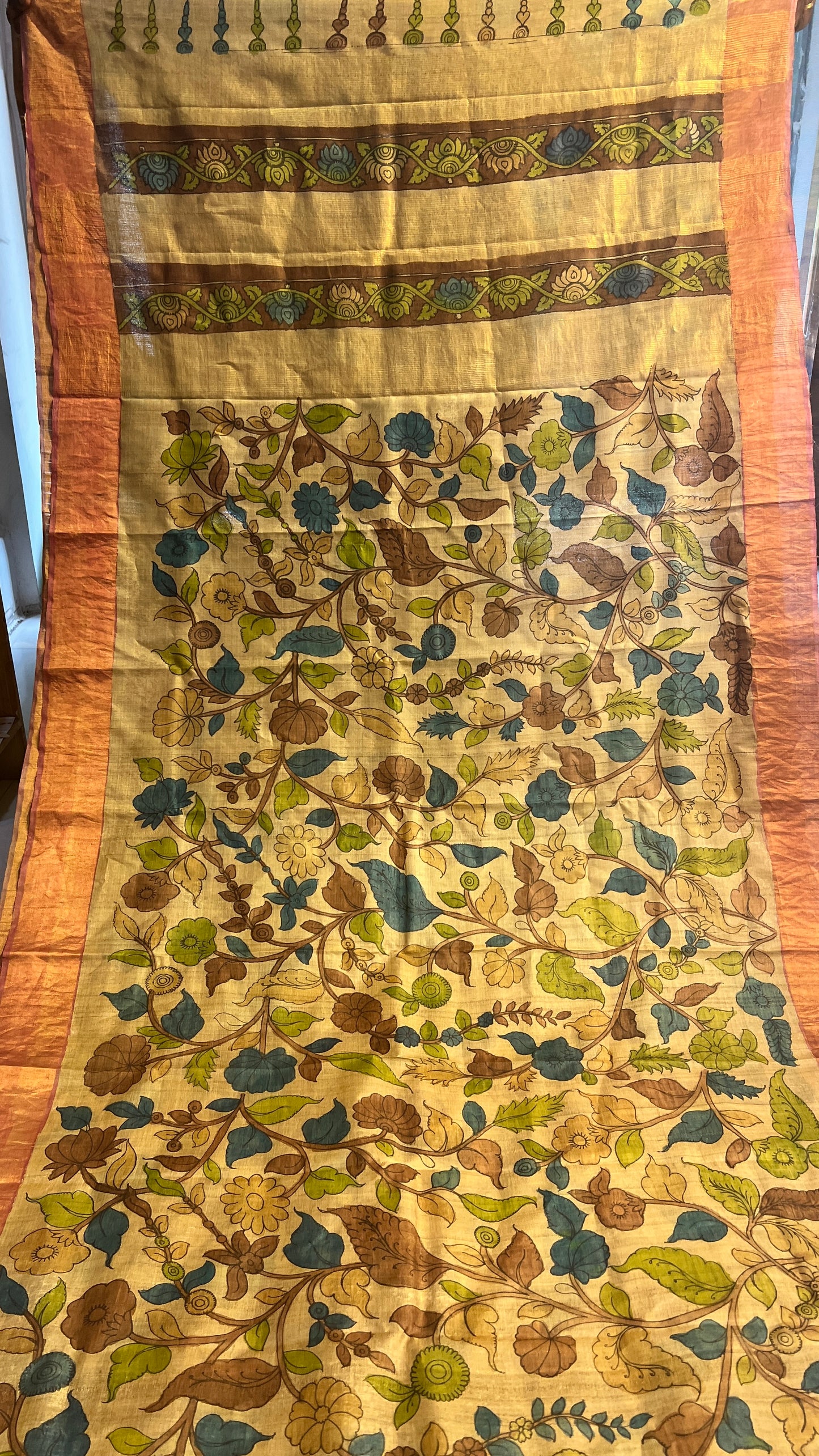 Pen Kalamkari Desi Tussar Sarees