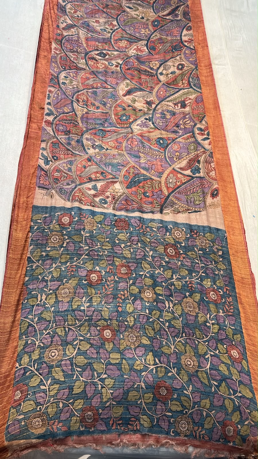 Pen Kalamkari Desi Tussar Saree