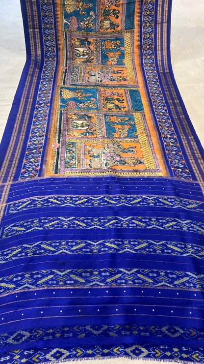 Ikkat Kanchi border Madthas patola saree