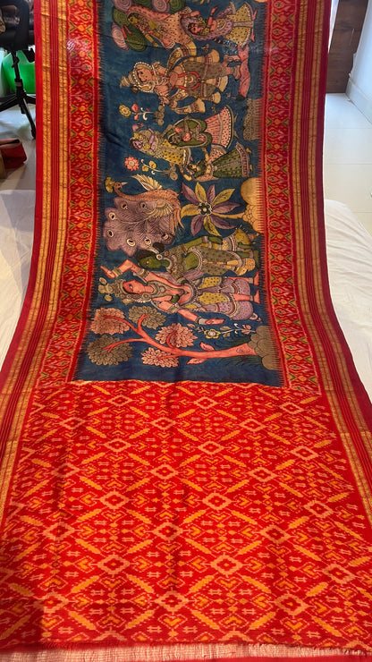 Ikkat Kanchi border Madthas patola saree