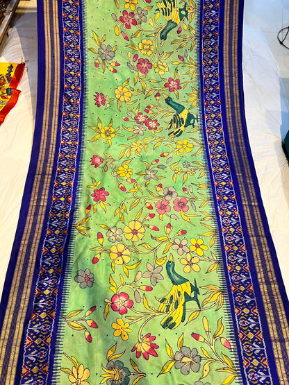 Pen Kalamkari Ikkath Patola Saree