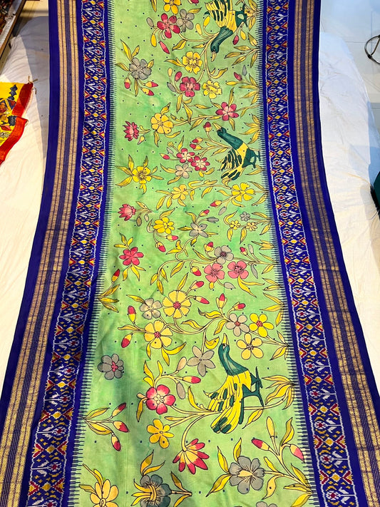 Pen Kalamkari Ikkath Patola Saree