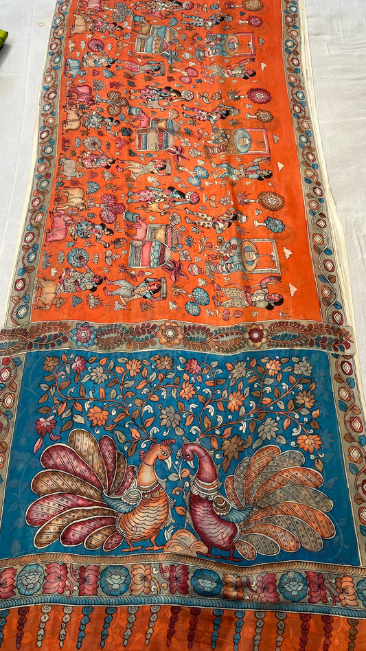 Bangalore silk borderless saree