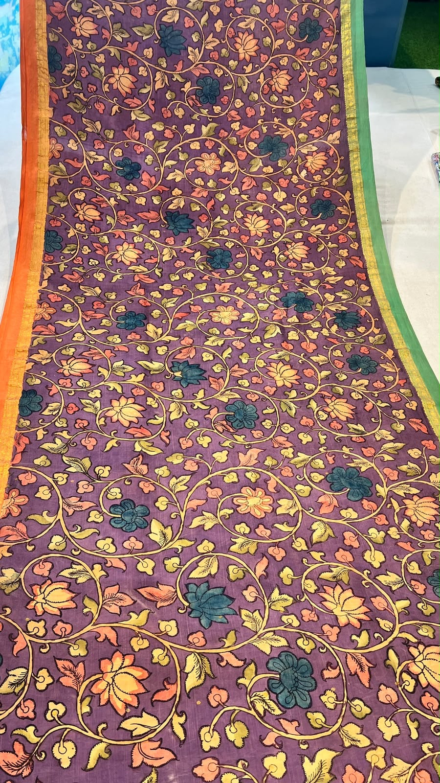 Pen kalamkari Kanchi pattu saree