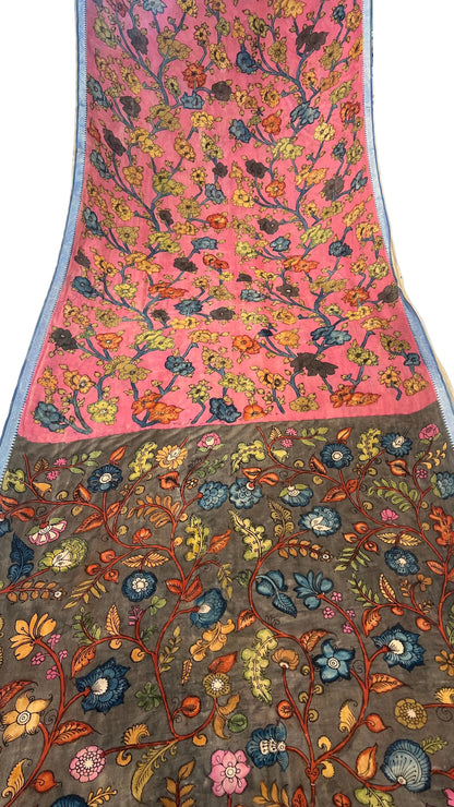 Pen Kalamkari Mangalagiri Silk Saree