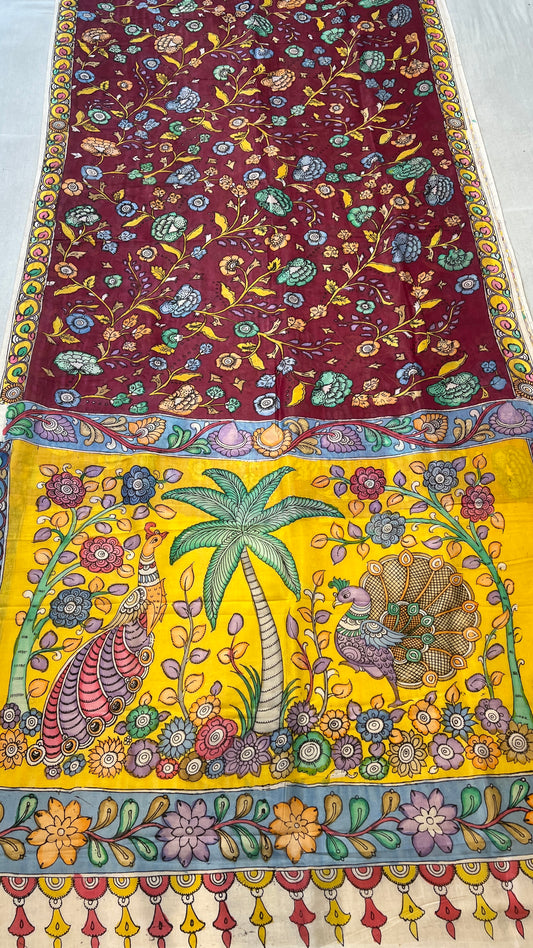 Bangalore silk borderless saree
