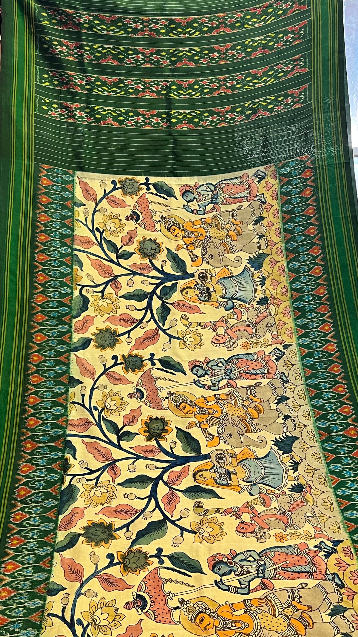 Pen Kalamkari Patola Weaving Ikkath Saree