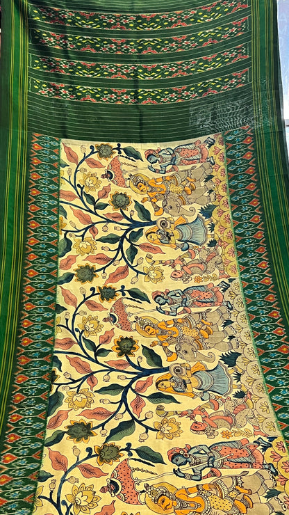 Pen Kalamkari Patola Weaving Ikkath Saree
