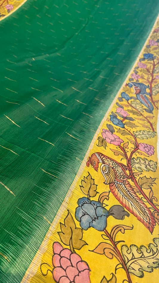 ✨ Pen Kalamkari Soft Silk Kanchi Pattu Saree ✨