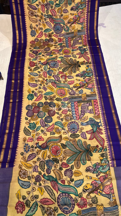 Pen Kalamkari Gadwal Pattu Saree