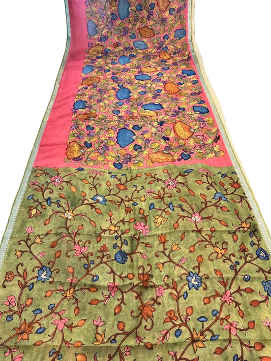 Pen Kalamkari Mangalagiri Silk Saree