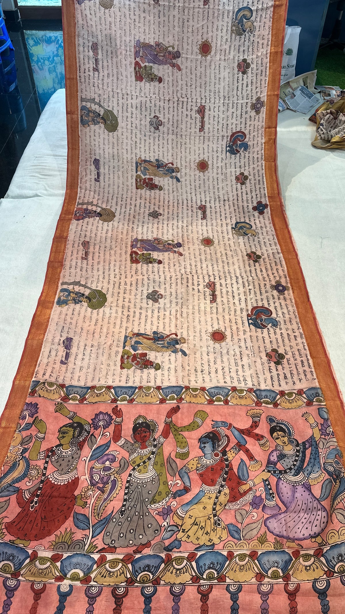 Pen kalamkari Bangalore silk saree