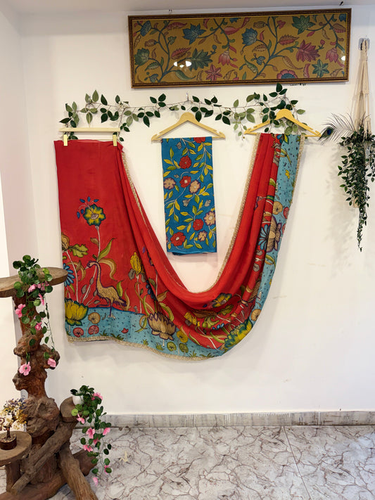 Pen kalamkari Bangalore silk saree