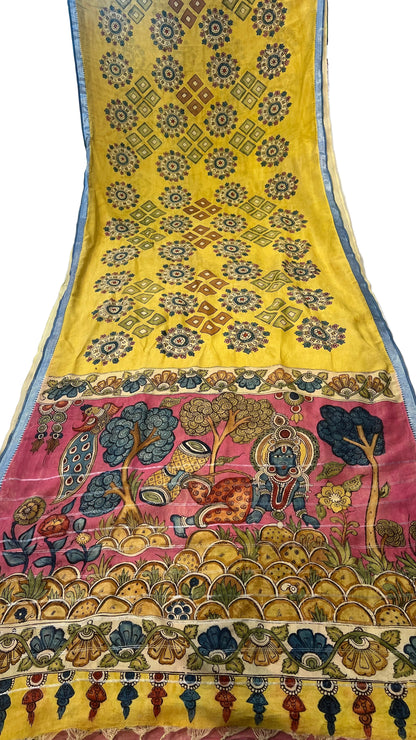 Pen Kalamkari Mangalagiri Silk Saree
