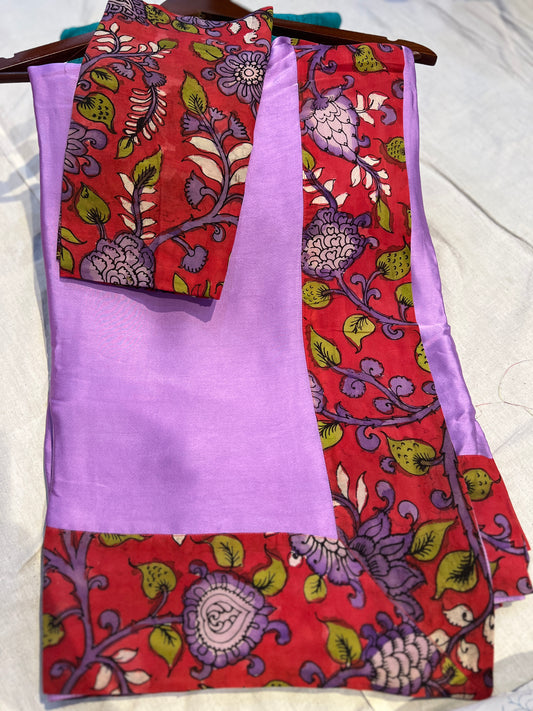 Satin Georgette saree ~ Kalamkari