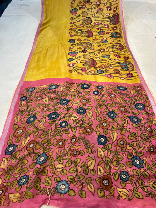 Pen Kalamkari Mangalagiri Silk Saree