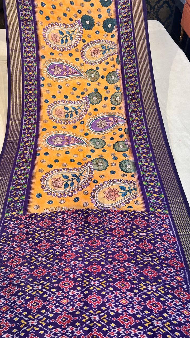 Pen Kalamkari Patola Weaving Ikkath saree