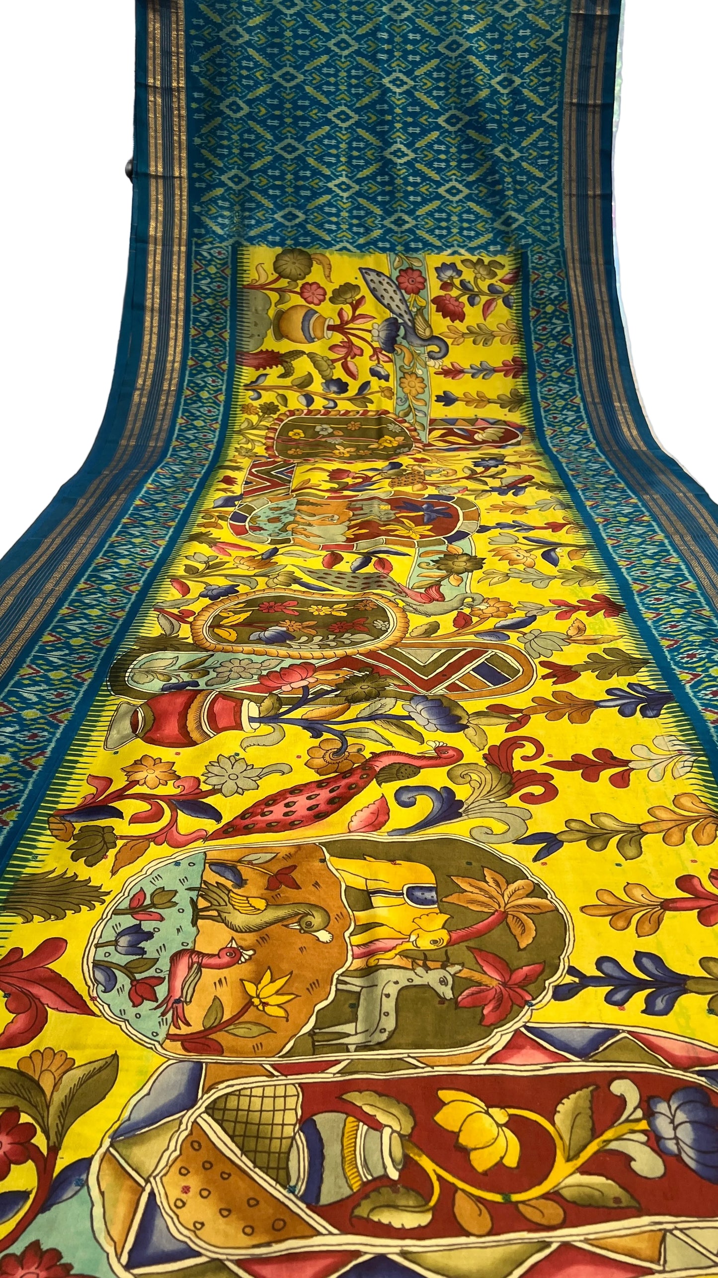 Ikkat Kanchi border Madthas patola saree