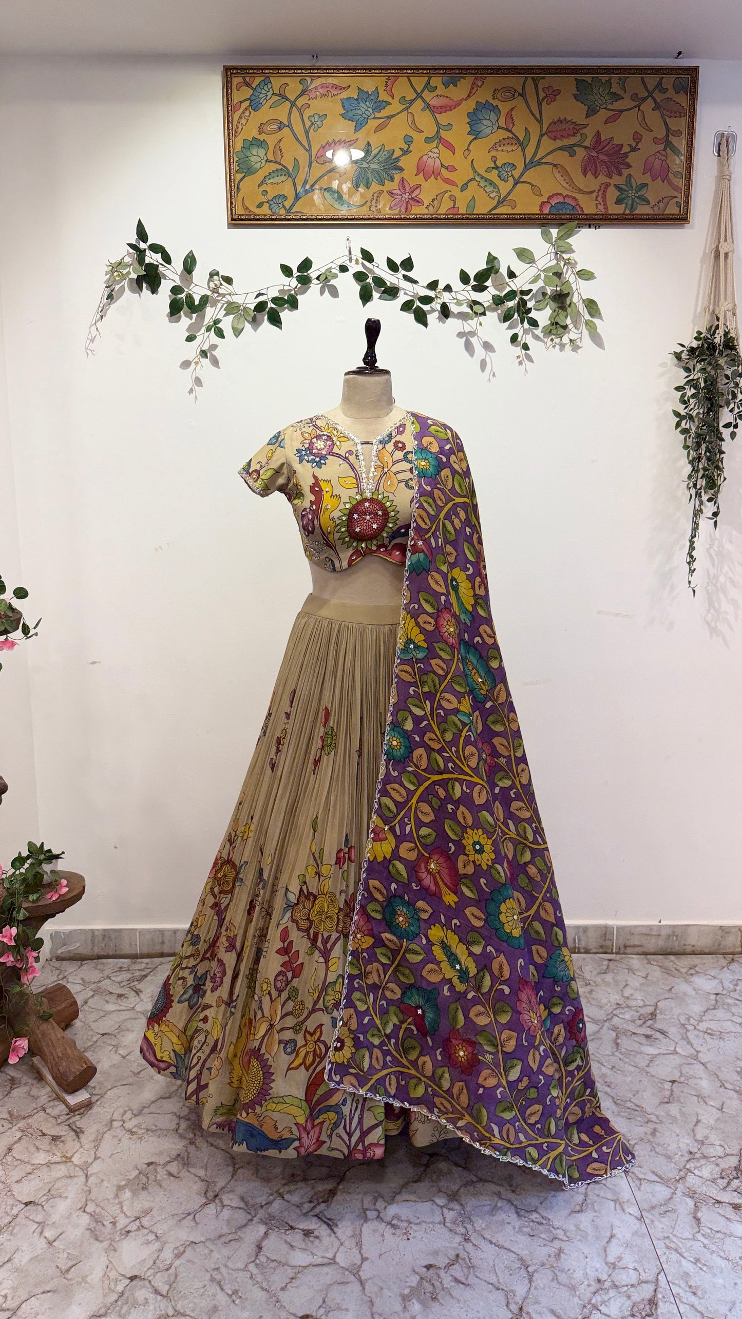 Floral Halfwhite Lehenga
