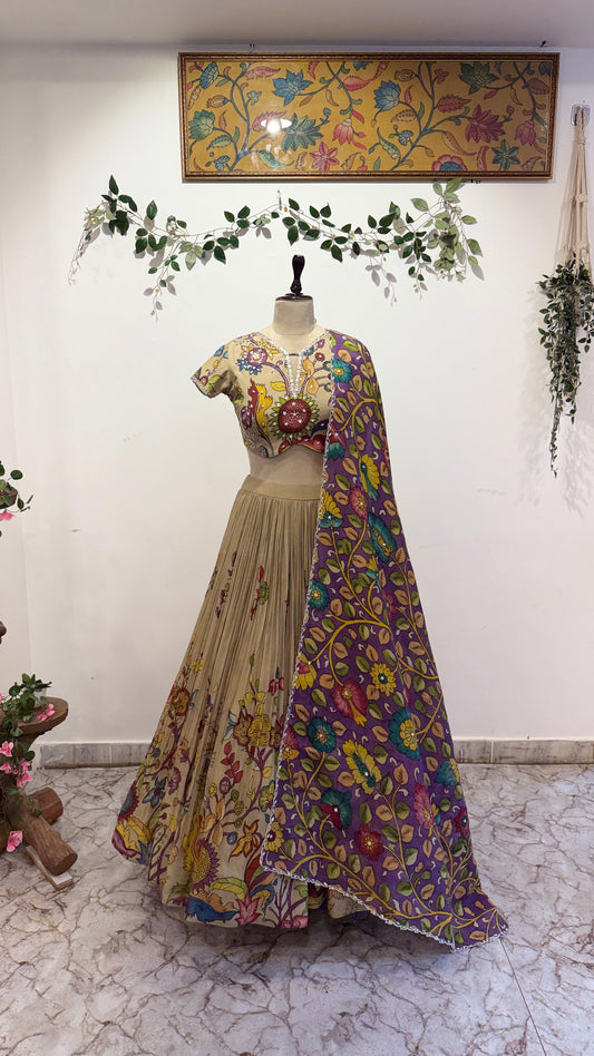 Floral Halfwhite Lehenga