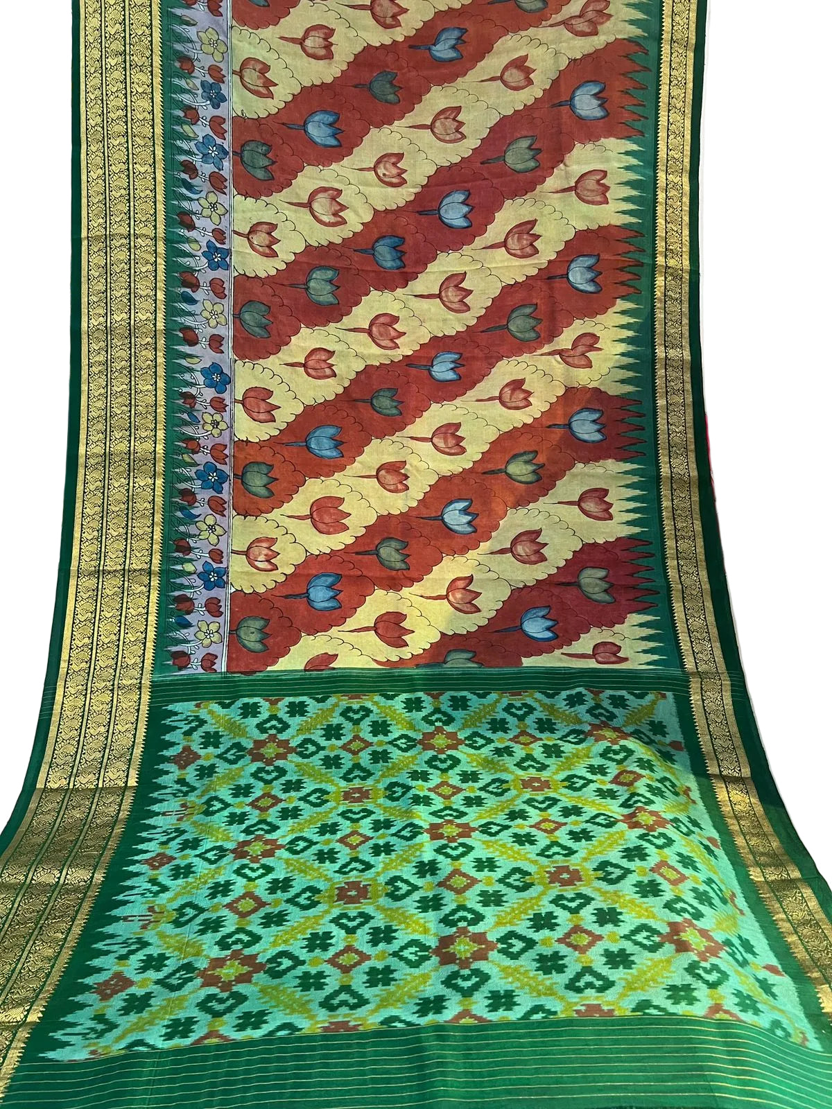 Ikkat kanchi border saree
