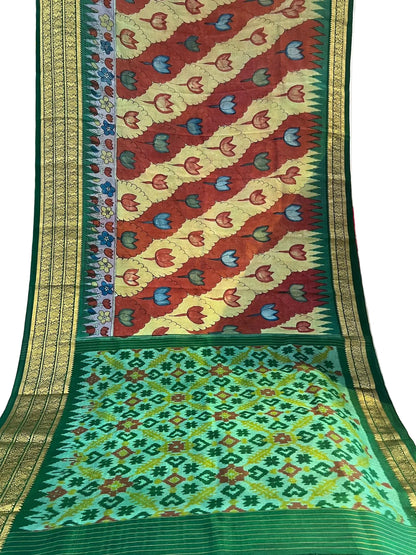 Ikkat kanchi border saree